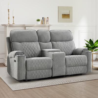 EBELLO Power Reclining Sofa Multiple Configurations with Center Console Cup Holders Hidden Storage USB & Type-C Charging Ports