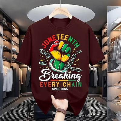 Herren Juneteenth Lifestyle Grafik T-Shirt Seit 1865 jede Kette brechen Kurzarm