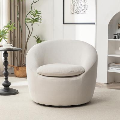 Modern Fabric Barrel Chair, 360° Swivel