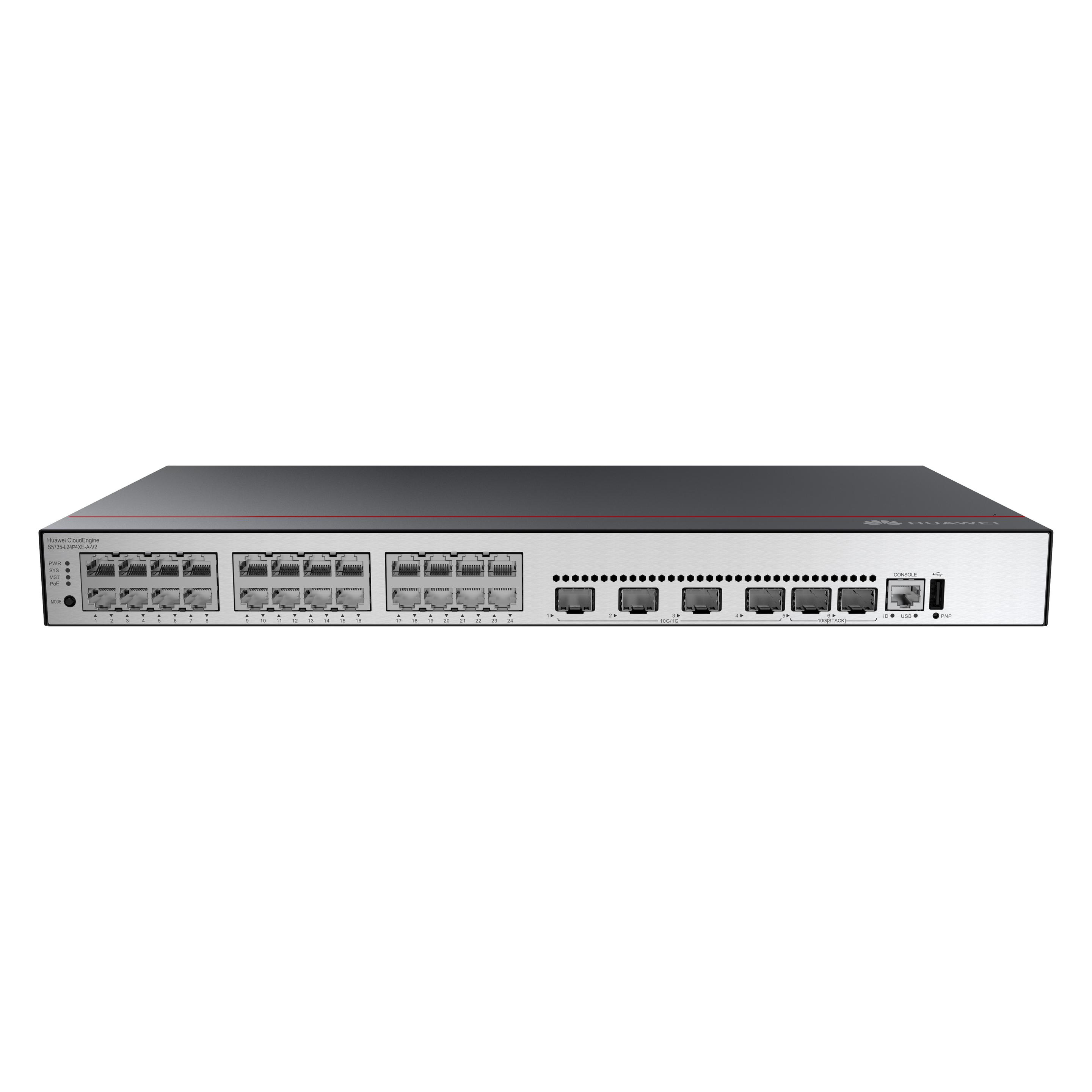 Huawei S5735-L24P4XE-A-V2 /100/1000BASE-T Ports 0GE SFP+ ports 2GE Stack Ports PoE+ AC Po (28 Ports) (98012026)