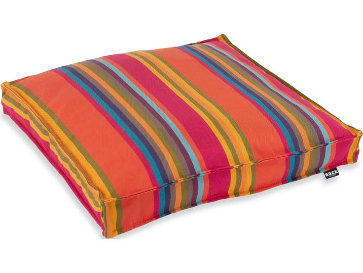 Sitzkissen H.O.C.K. Yucatan , bunt (bunt, orange, gestreift), B:50cm H:5cm L:50cm, Kunstfaser, Dekokissen_Sitzkissen_Kissenhüllen, Sitzkissen, mit bunten Streifen