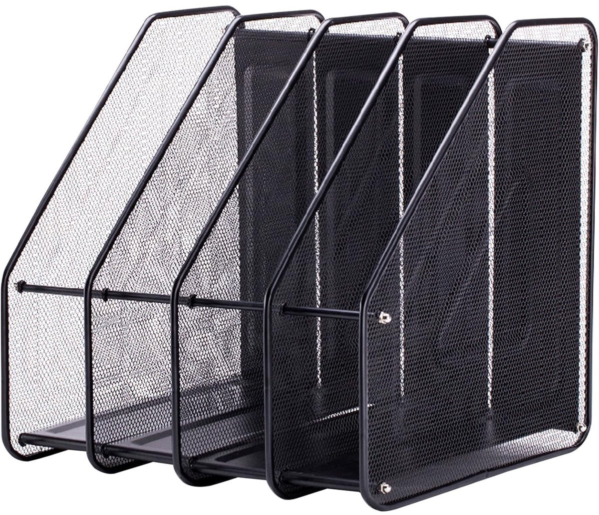 Tijdschriftenhouder Bureau organizer 4 vakken Zwart