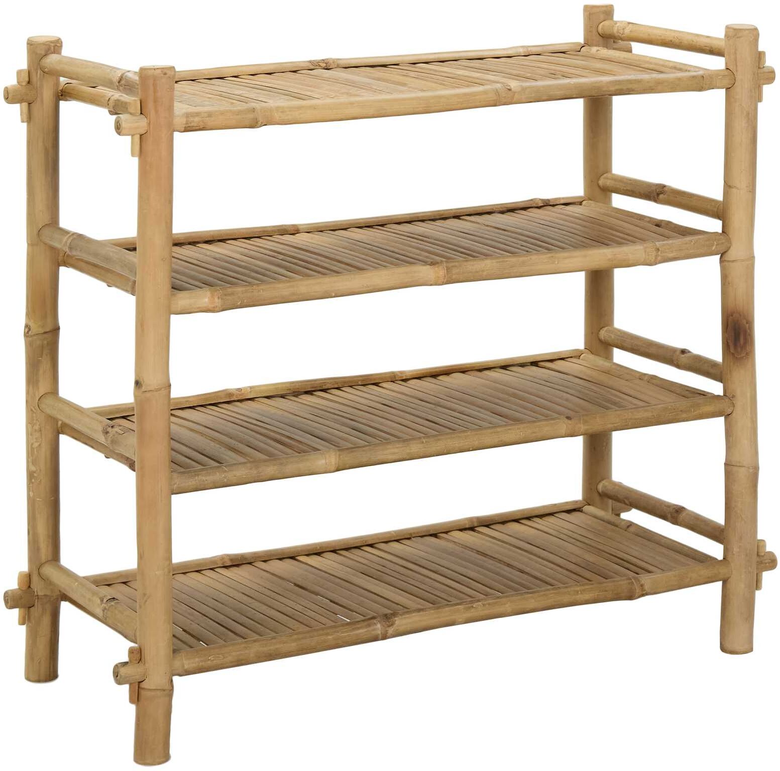 vidaXL Rack à chaussures avec étagère Naturel 4 niveaux Bambou