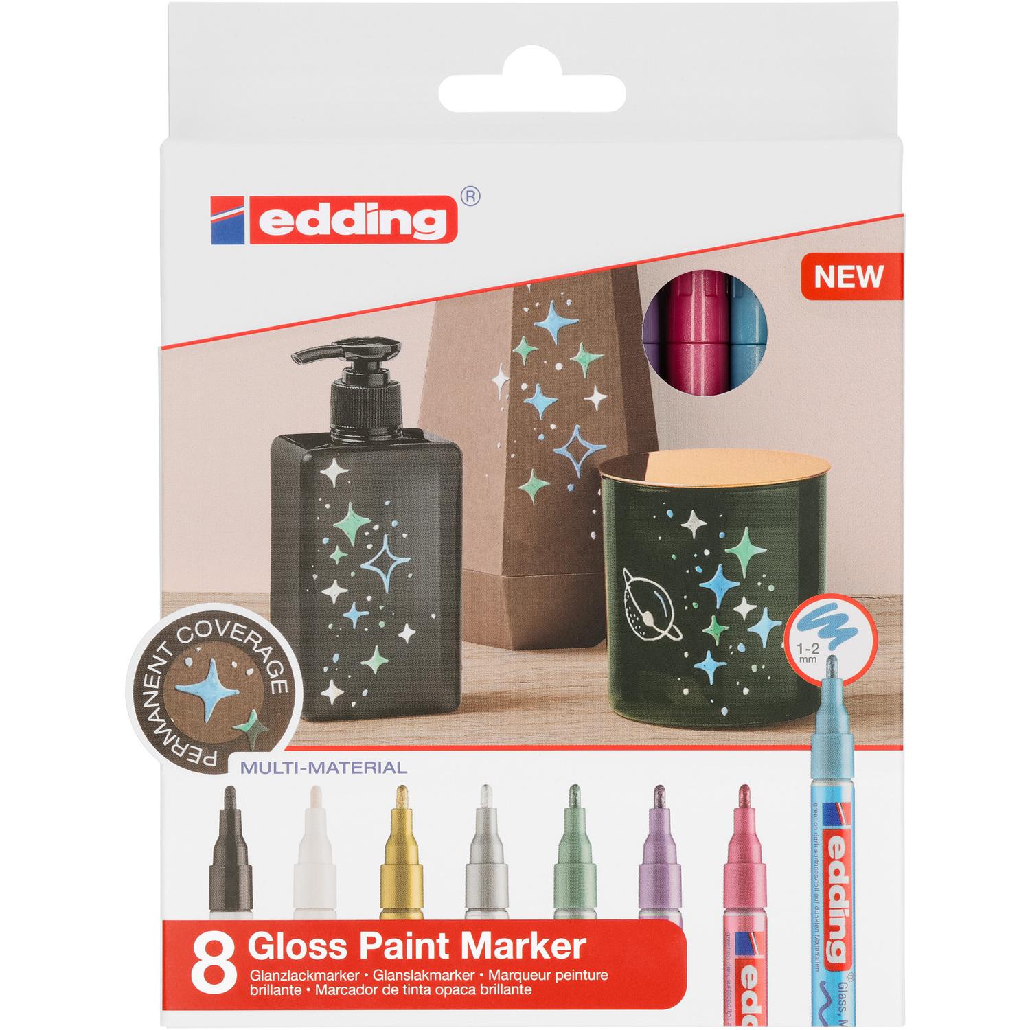edding Glanzlackmarker, Metallic, 8 Stifte