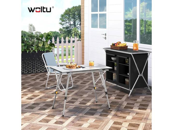 WOLTU Table de Camping Pliable Table de Lit d'ordinateur réglable en Hauteur Bureau Pliant pour Pique-Nique Jardin Voyage Randonnée Mobilier d'extérieur