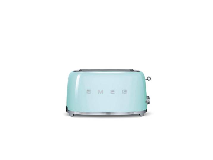 Smeg Toaster, Mintgrün, Hellgrün, Metall, 41x21.5x20.8 cm, Aufwärmfunktion, Schnellstoppfunktion, wärmeisoliertes Gehäuse, automatischer Auswurf nach Röstende, automatische Zentrierung der Toastscheibe, Auftaufunktion, Krümelschublade, Bagel-Funktion, Küchengeräte, Toaster