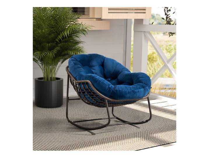 Sunsitt Schaukelstuhl Rattansessel,Schaukelsessel, Wohnzimmersessel, Getell aus Stahl, für Wohnzimmer, Flur, Garten, Terrasse
