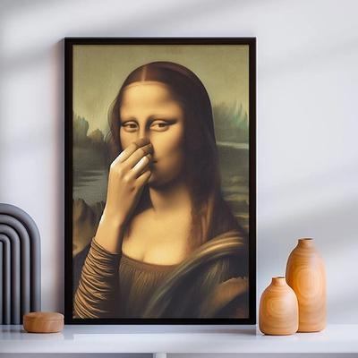 Imitation Mona Lisa Kunstdekoration 1 Stück ungerahmt 2D flach lustige Vintage-Toilettenhumor-Raumdekoration interessante Leinwand-Wanddekoration dekorative Kunst Leinwand-Wandkunst-Poster
