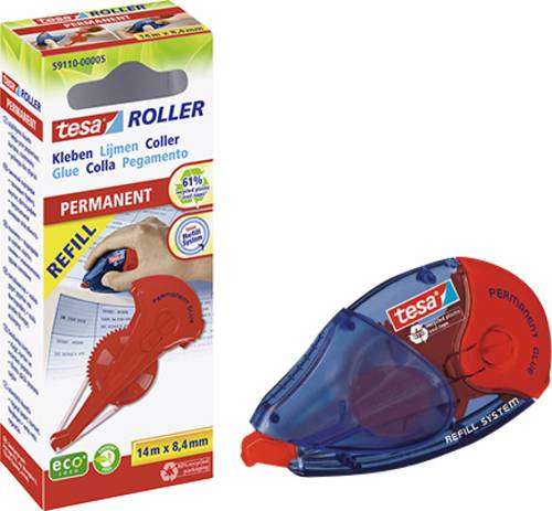 Tesa Kleberoller ROLLER Permanent ecoLogo + 1x REFILL 8.4mm 14m Permanent haftend nachfüllbar: Ja 1 Set