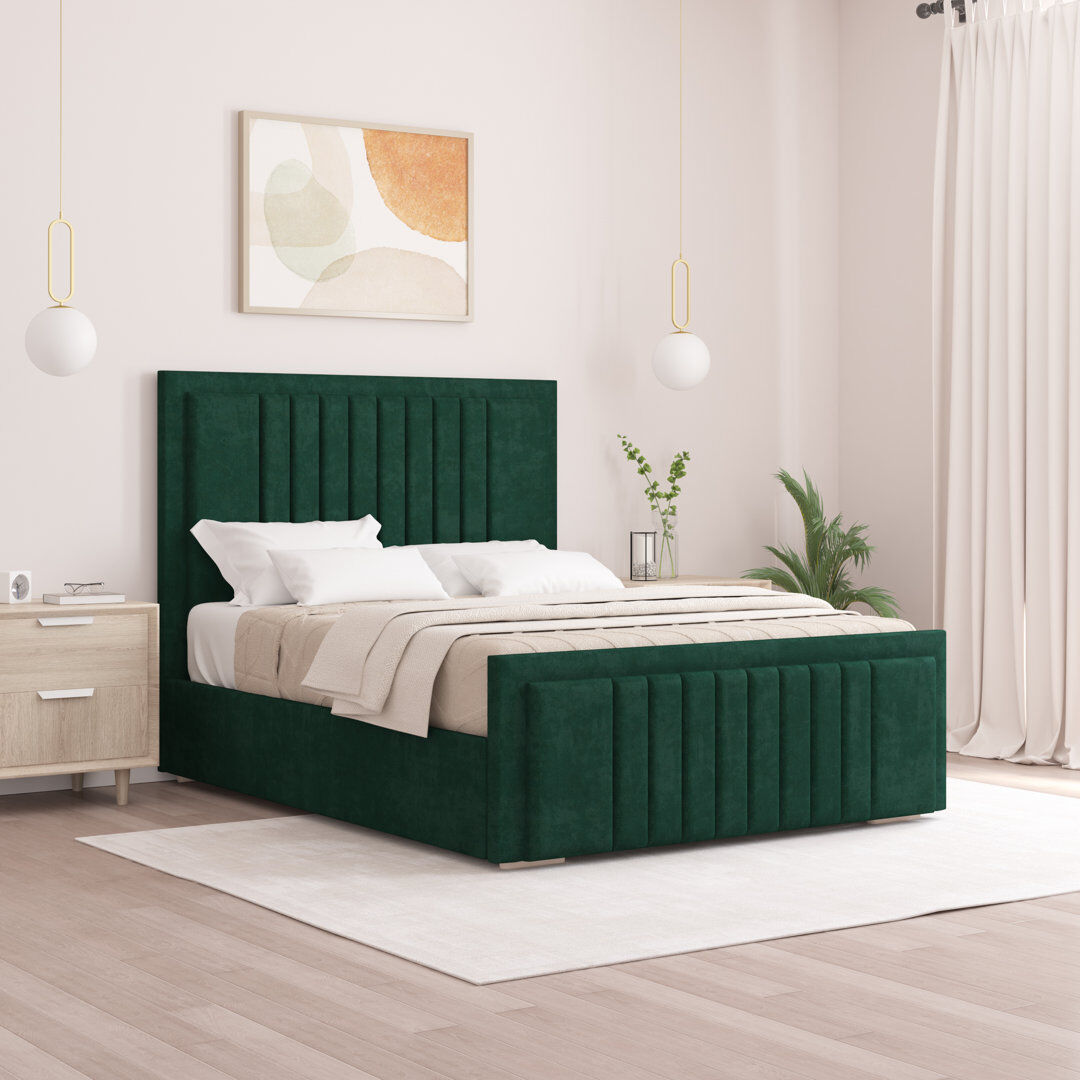 Brayden Studio Alama Upholstered Panel Bed Emerald Super King (6')