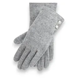 Lauren Ralph Lauren für Damen. 454833075002 Zweiknopf-Handschuhe grau (L), Lässig, Wolle