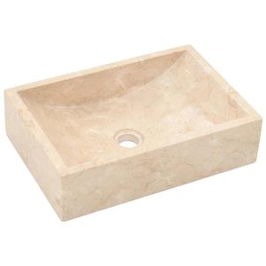 vidaXL Waschbecken 142773, aus Marmor, creme, Aufsatzwaschbecken ohne Hahnloch, (B/T) 45 x 30 cm