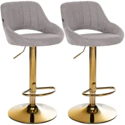 CLP Barhocker 2er Set höhenverstellbar mit Lehne Milet, Barstühle gepolstert Stoffbezüge, Tresenstühle mit Metallgestellen drehbar,