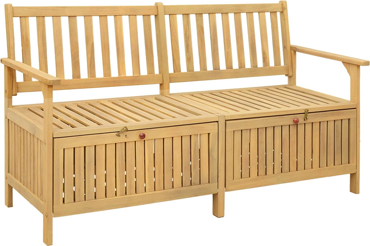 Sitzbank mit Stauraum mit Tür 148 x 63 x 84 cm Massiv-Akazie