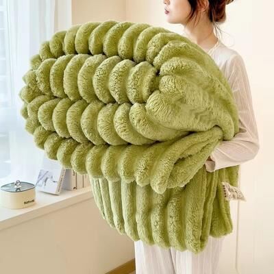 Inspired Finds Thick Wide Striped Flannel Multifunctional Blanket All Purpose Home Throw 4 39.37x59.06in