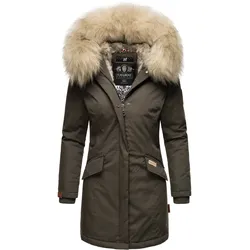 NAVAHOO Damen stylischer Wintermantel Winterparka mit Kunstfell-Kapuze Cristal