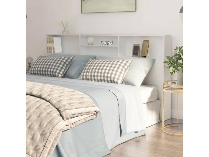 Armoire de tête de lit-Tête de lit-Panneau avec Rangement Blanc 200x19x103 5 cm