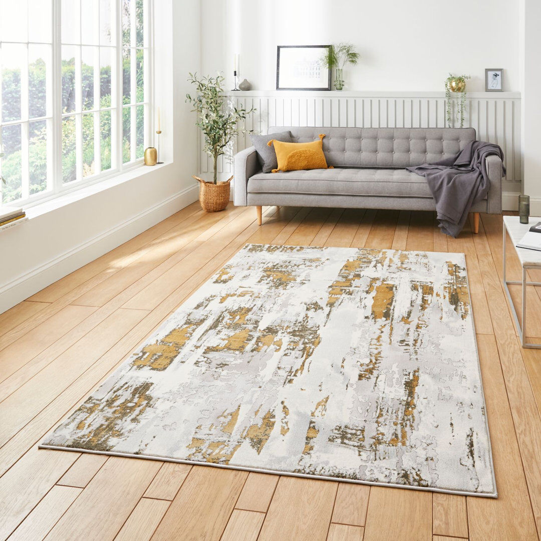 Think Rugs Apollo area rug Machine Woven Rectangle Grey Grey/Gold Rectangle 120 x 170cm