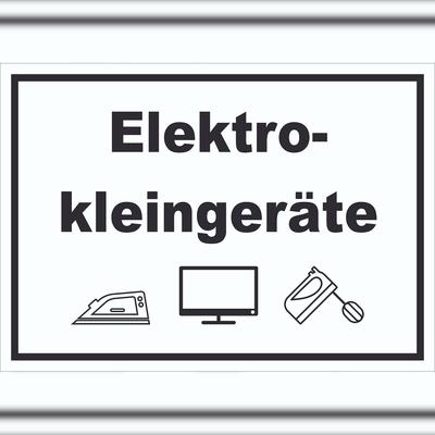 HB-Druck Elektrokleingeräte Mülltrennung Schild Text Symbol Haushaltsgerät waagerecht A4 Rückseite selbstklebend