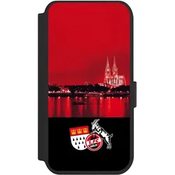 Nivocase Klapphülle für Apple iPhone 14 Pro Handyhülle aus Kunst Leder NIVOflip schwarz 1. FC Köln (Apple iPhone 14 Pro), Smartphone Hülle, Schwarz