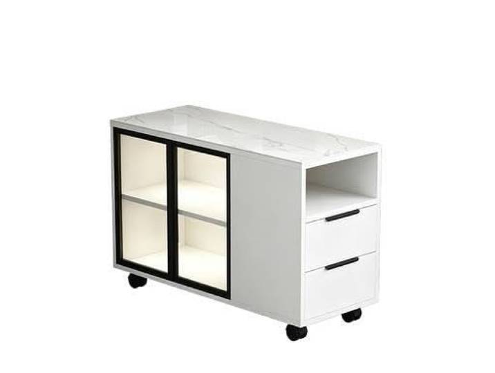 Wohnzimmer-Beistelltisch Sofa-Seitenbrett, Schrank, Aufbewahrungstisch Leichter mobiler Luxus-Ecktisch for den Haushalt(Weiß)