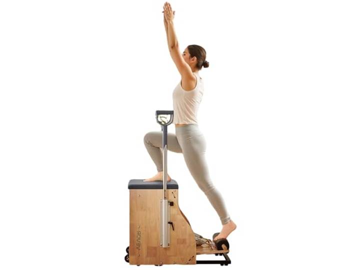 VEVOR Chaise de Pilates à Pédales Séparées avec Poignées\, Chaise Combo Stabilité avec Cadre en Bois d'Hévéa\, Équipement d'Entraînement de Pilates Réglable\, Entraîneur de Yoga pour Gym Domicile