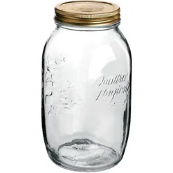 Bormioli Rocco Quattro Stagioni 6 Stück, Inhalt 1500 ml, mit Deckel goldfarben, Einmachgläser, Gold