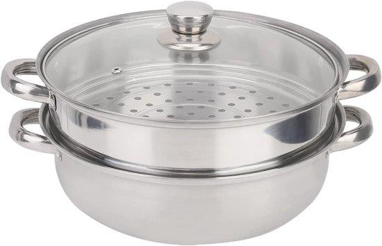 Wakects Stoompan met dubbele laag voor gezond koken, 27 cm, Zilver