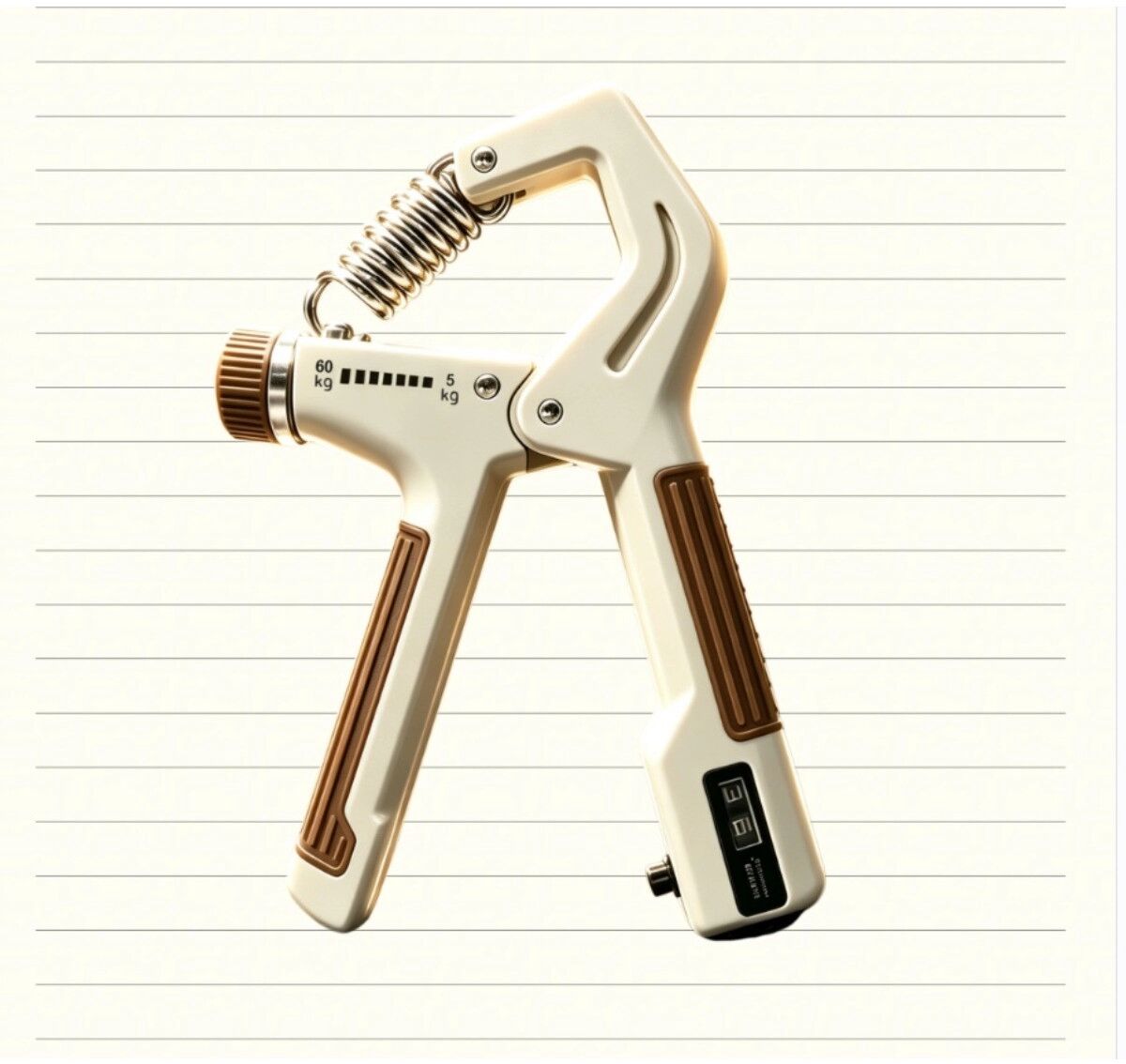 INF Renforceur de Poignée Mécanique Portable avec Compteur - Résistance Réglable 5-60kg, PP, Entraîneur de Poignet Compact Beige