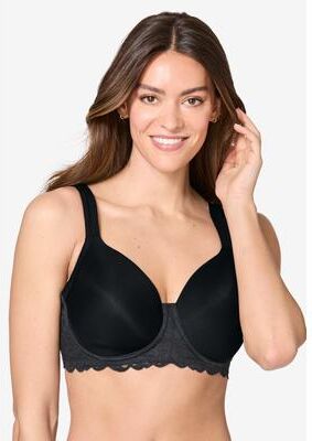 Plus Size Women's Leading Lady® The Zoey Lace Band Molded Wire Free T-Shirt Bra by Leading Lady in Black (Size 46 C)