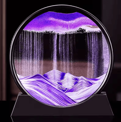 Uplift Curations 3D Moving Sand Art Picture Round Glass Quicksand Flowing Sand Frame For Relaxing Home Office purple
