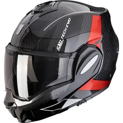 Scorpion EXO-Tech Evo Carbon Cad, Modularhelm - Schwarz/Rot - M