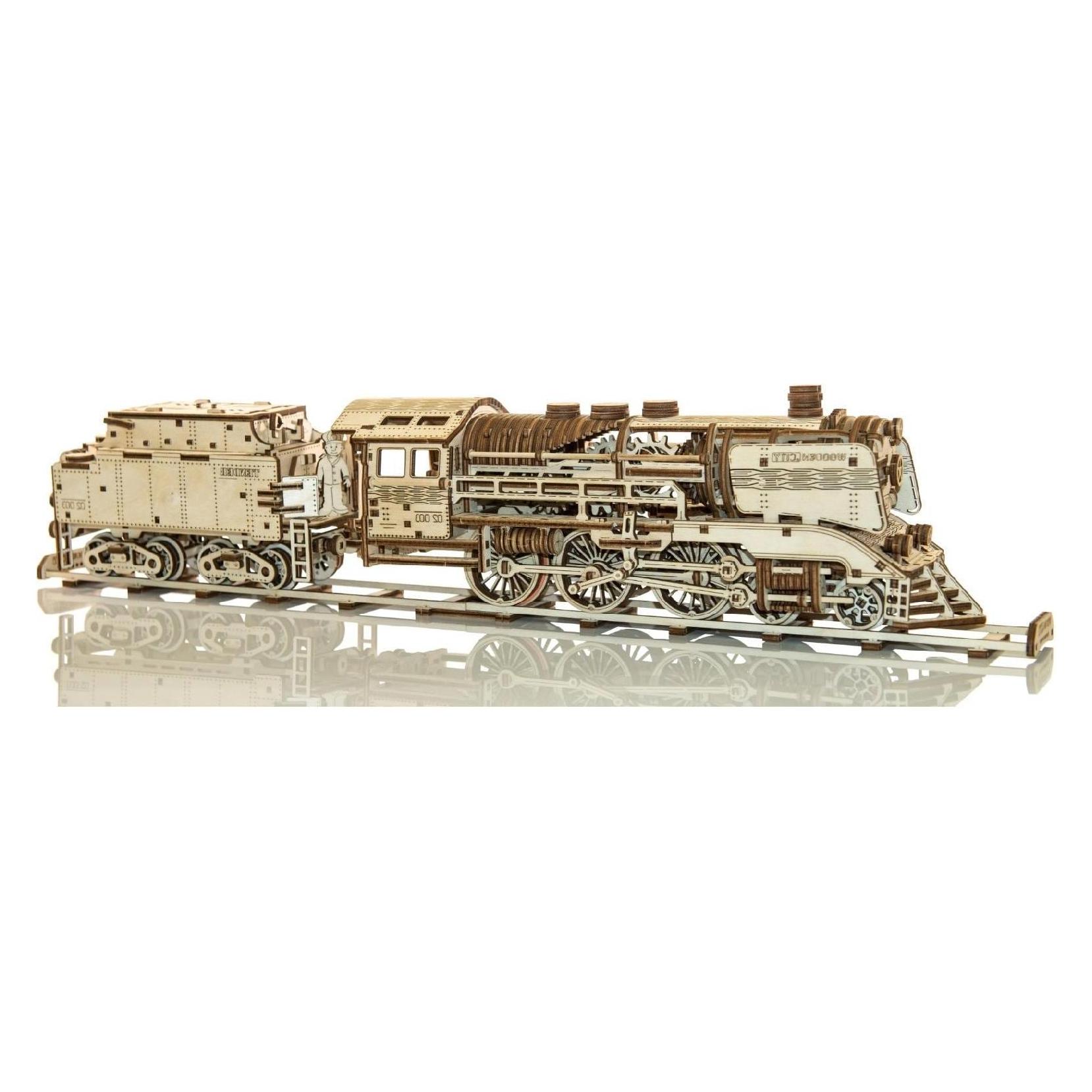 WoodenCity Express Lokomotive + Tender auf Schienen (WR323)