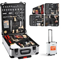 VEVOR Werkzeug Set 521-tlg. Werkzeugkoffer Werkzeugkasten Werkzeugkiste, für Alltägliche Hausreparaturen & Heimwerkerprojekte, mit Aufbewahrungskoffer, inkl. Akku-Bohrschrauber, Bohrern & Hammer