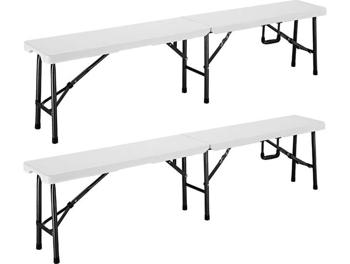 CASARIA 2x Bancs pliants en plastique 180cm Blanc