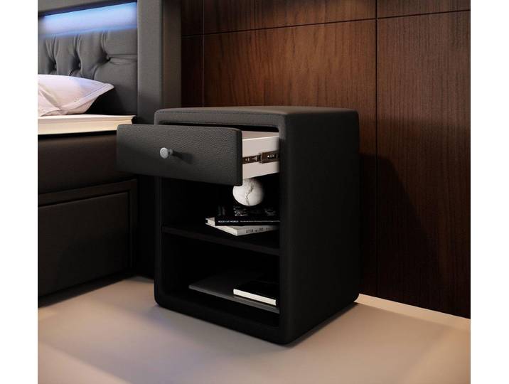 Designer Nachttisch Sky (Kunstleder) - Weiß - Luxusbetten24