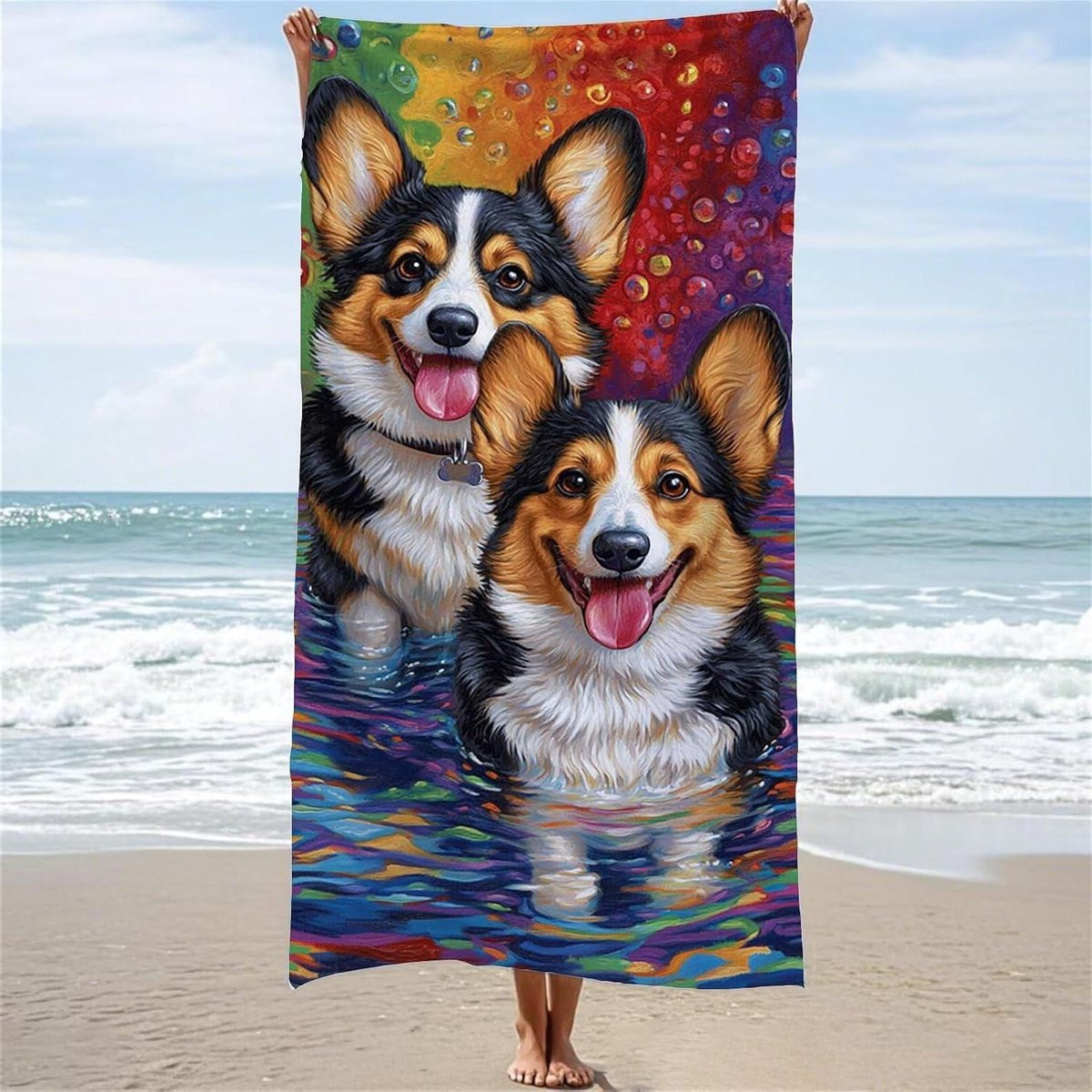 Kleurrijke Strandhanddoek met Dierenprint - Extra Grote Zandvrije Microvezel Handdoek - 80 x 180 cm