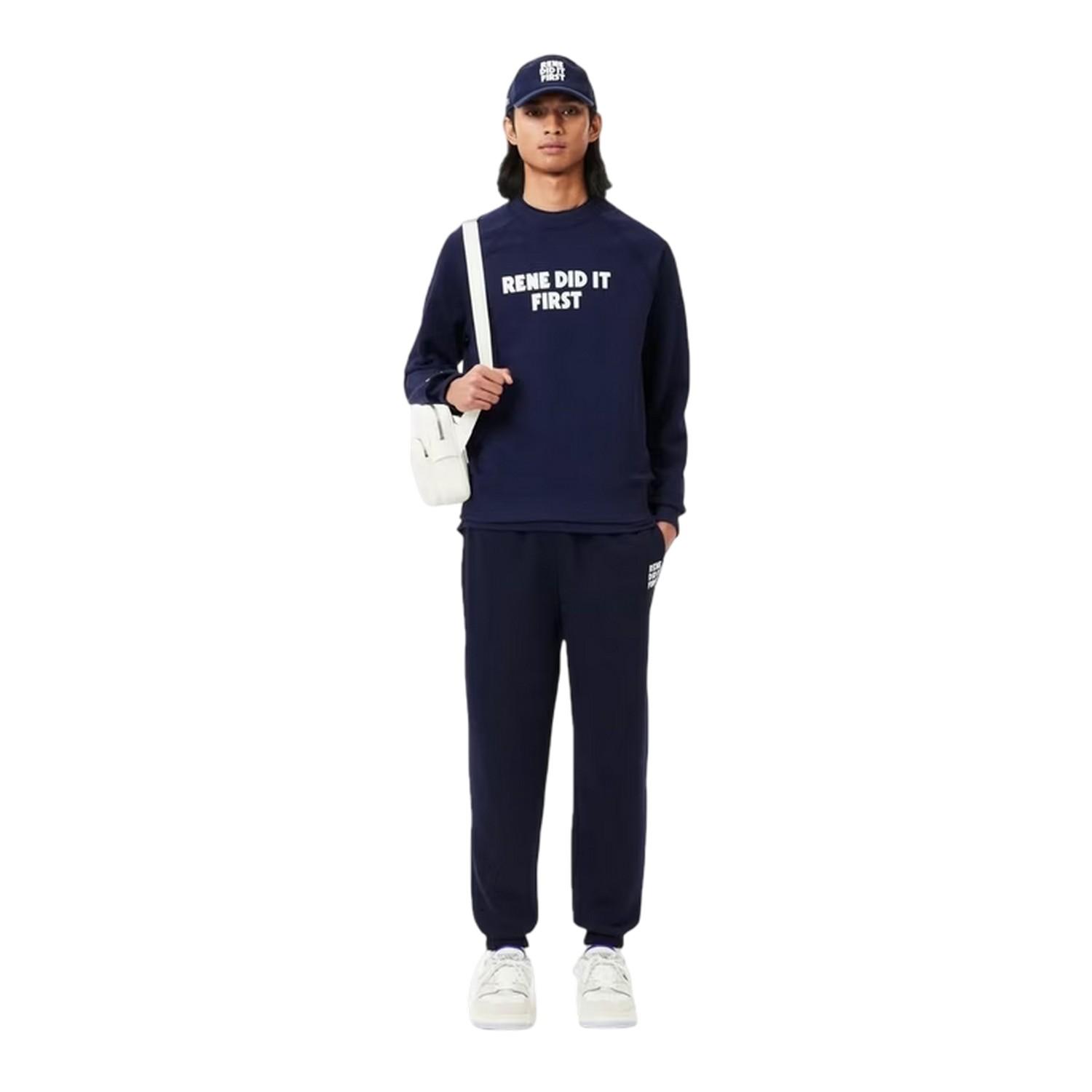 Lacoste Unisex trainingsbroek voor volwassenen met de tekst ‘Rene Did It First’ (Marineblauw)