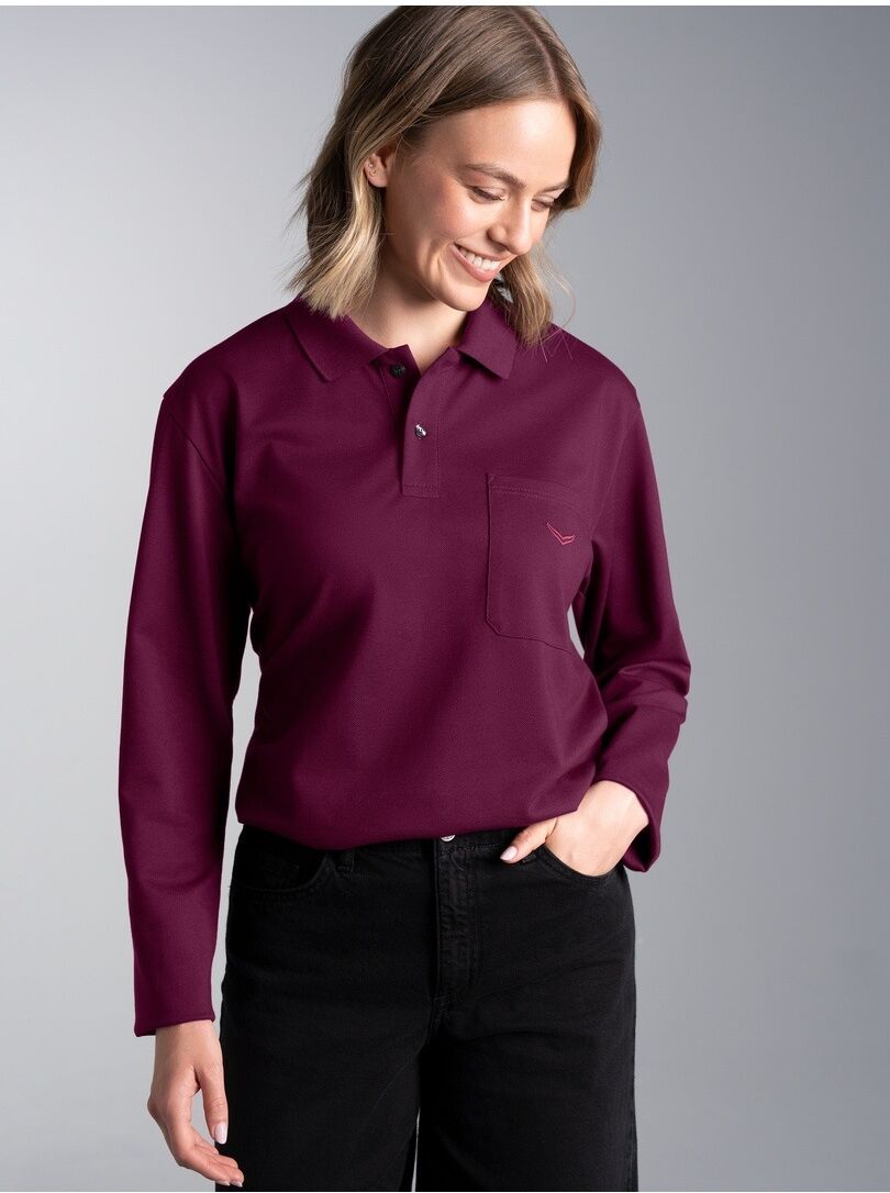 Poloshirt TRIGEMA "TRIGEMA Poloshirt mit Brusttasche", Damen, Gr. M, rot (sangria), Piqué, 100% Baumwolle, Basic, ohne Ausschnitt, Shirts Poloshirt sangria M