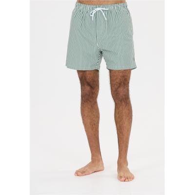 Badeshorts NOU "Ciro", Herren, Gr. 4XL, US-Größen, grün (grün, weiß), 100% Polyester, gestreift, Badehosen Badeshorts, aus schnell trocknendem Material