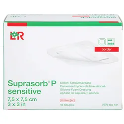 Suprasorb P 7.5x7.5cm Sensitiv Border 10 ST