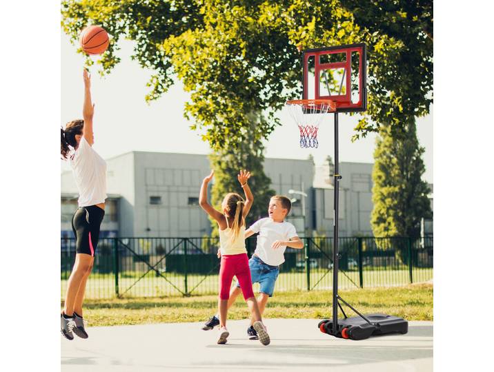 HOMCOM Panier de basket extérieur hauteur réglable 160–210 cm panier de basket sur pied à roulettes base remplissable noir