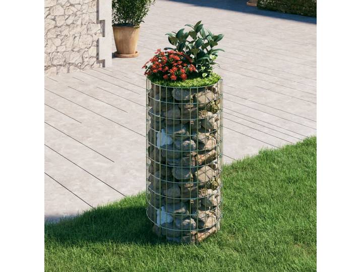 vidaXL Gabionen-Säule Rund Verzinkter Stahl Ø50x100 cm