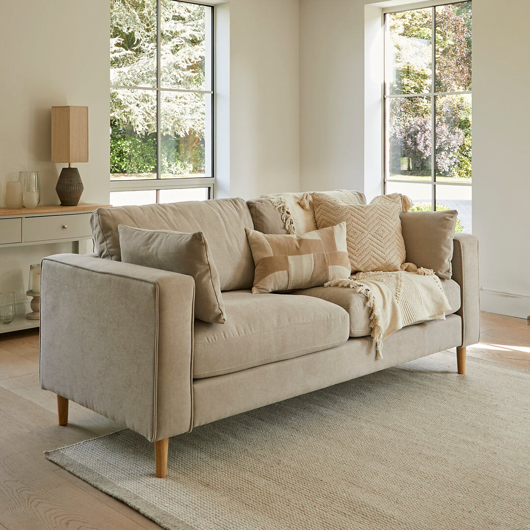 George Oliver Floresville Sofa Dark Oak/Soft Beige 3 Seater