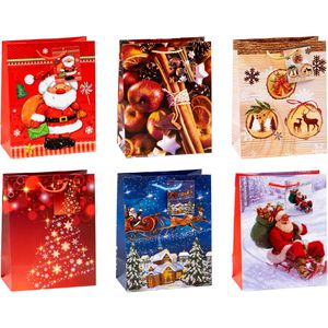 TSI Geschenktüte 84017 Weihnachten Serie 7, Geschenktasche, 18 x 23cm, sortiert, 12 Stück