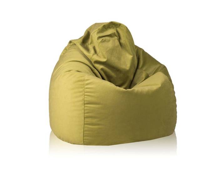 Fuzzy pouf fauteuil microfibre poire adulte fauteuil relax salon billes polystyrène 80x110 cm vert olive Ecopuf