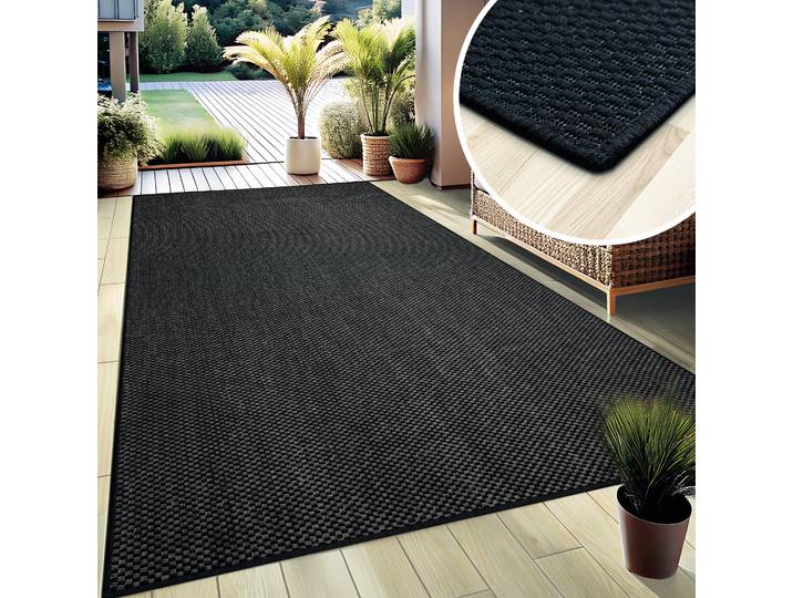 Teppich GOODPRODUCT Venedig, in Standard- und Premium-Qualität, 3 mm oder 5 mm Höhe Gr. 4, schwarz, B:160cm L:230cm, Kunstfaser, Teppiche, Teppich, In- und Outdoor geeignet, Wetterfest & UV-beständig, Sisal-Optik