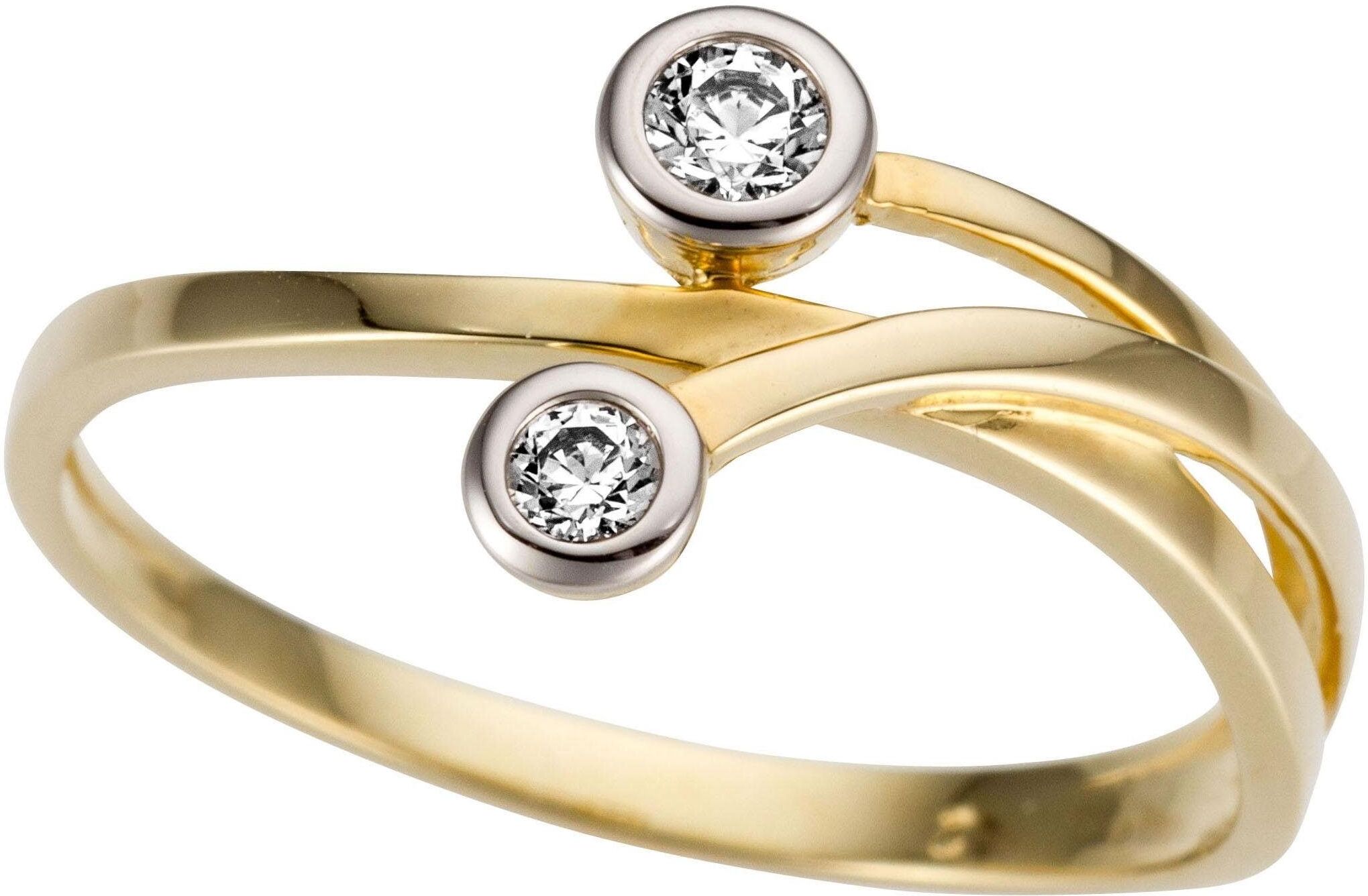 Goldring FIRETTI "Schmuck Geschenk Gold 333 Damenring Goldring" Gr. 16, weiß (gelbgoldfarben, weißgoldfarben, kristallweiß), Fingerringe, Damen, 16, Gelbgold 333, 10mm, Goldring, mit Zirkonia (synth.)