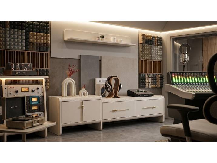 JVmoebel Wohnwand Sideboard Schrank Regal modern beige praktisch neu, (2-St), Made in Europa