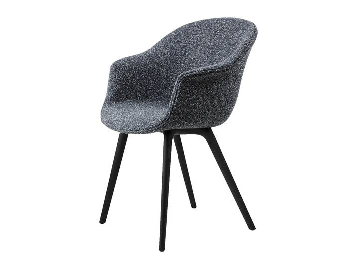 GUBI Bat Dining Chair fully upholstered plastic base Around bouclé 023-black
